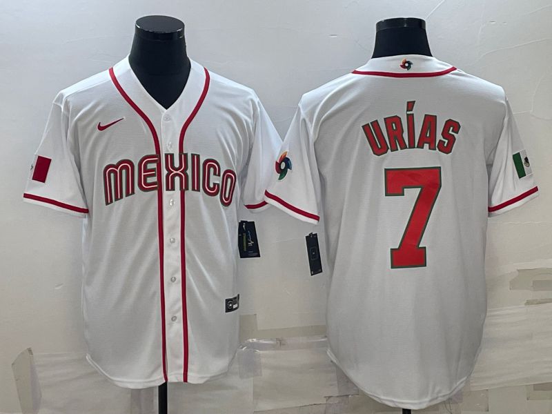 Men 2023 World Cub Mexico #7 Urias White Nike MLB Jersey27